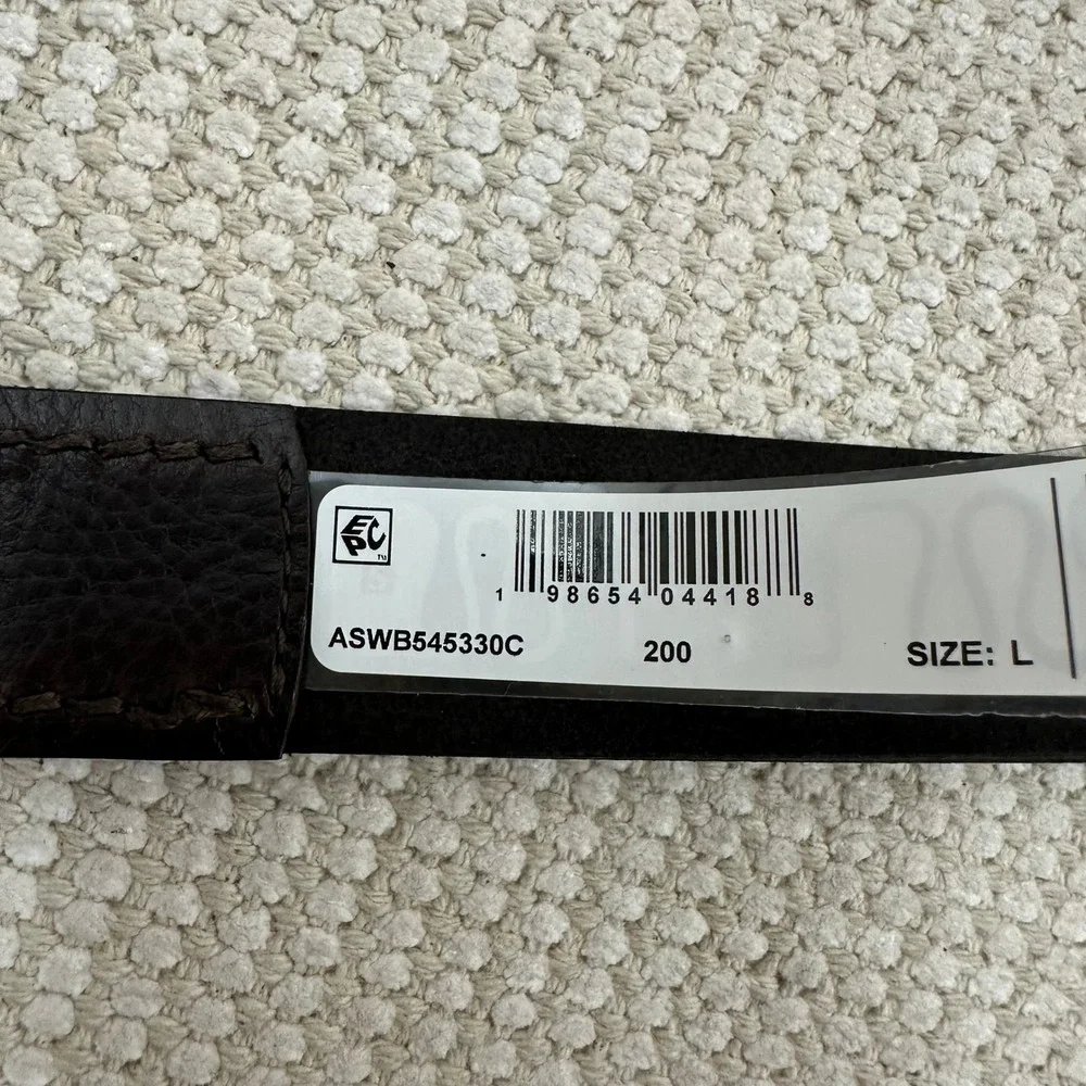 AllSaints Mens Deep Brown Genuine Leather 32mm Casual Belt Gold Buckle Large NEW